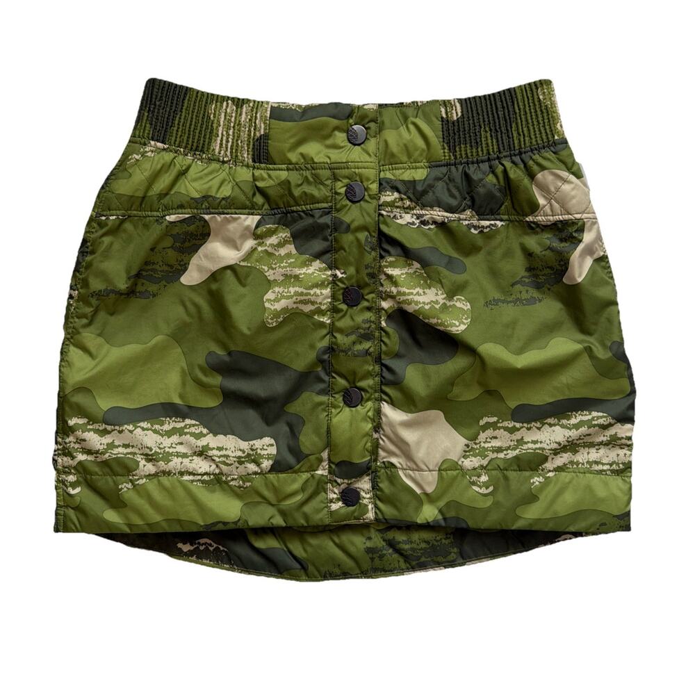 Stio Skycrest Insulated Snap Skirt Women's XS Green Camo Mini Quilted Thermore